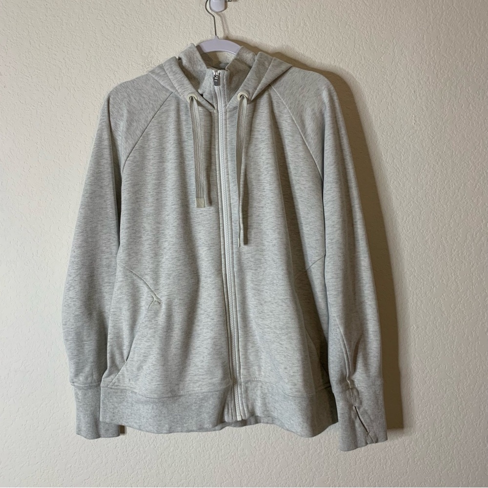Athleta womens heather gray triumph full zip hooded sweater XL
